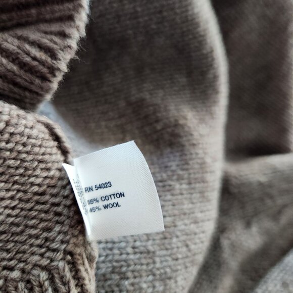 Gap Shawl Collar Pullover Elbow Patch Sweater Brown Cotton Wool Men's Size L - Picture 7 of 8